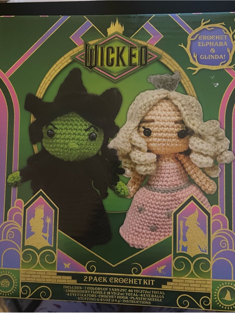 Wicked Crochet Doll Kit — Elphaba (Green) & Glinda (Pink)